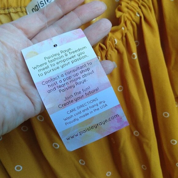 Paisley Raye Willow Yellow Off the Shoulder Peasant Top Plus Size 2X NWT USA - Picture 10 of 12
